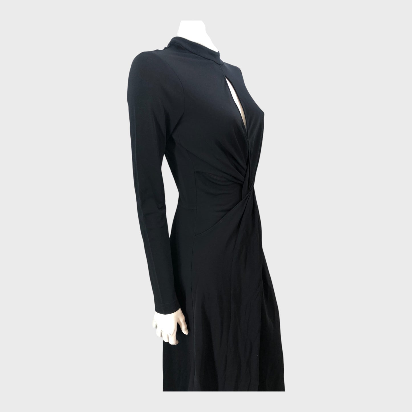 Branded Black Crepe Twist Maxi Dress