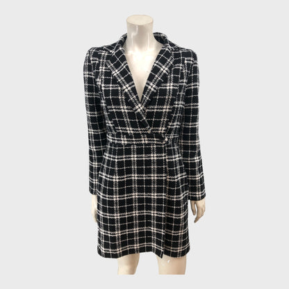 Black Check Boucle Blazer Mini Dress