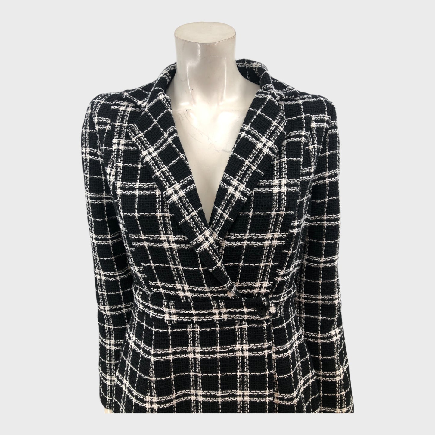 Black Check Boucle Blazer Mini Dress