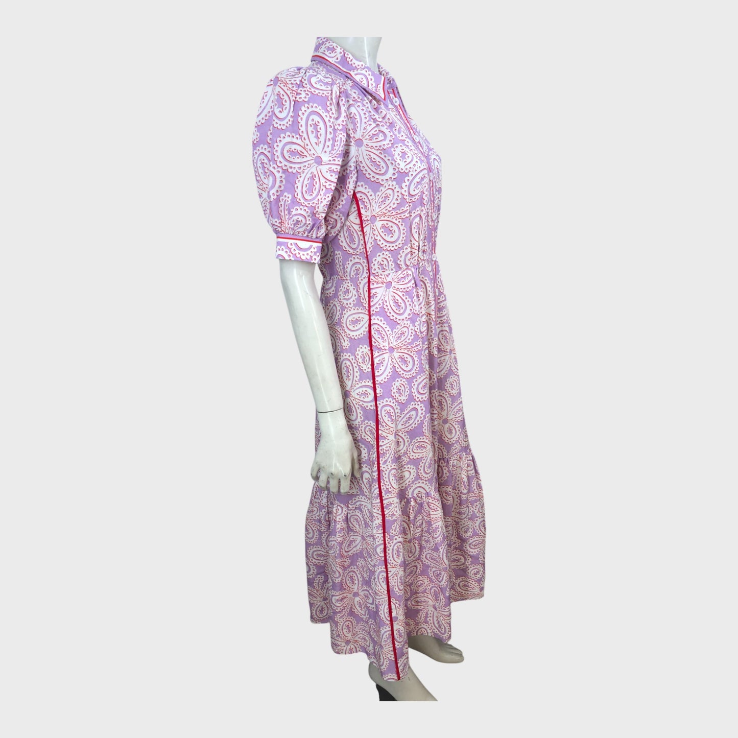 Branded Lilac Linen Midi Shirt Dress - Size 8
