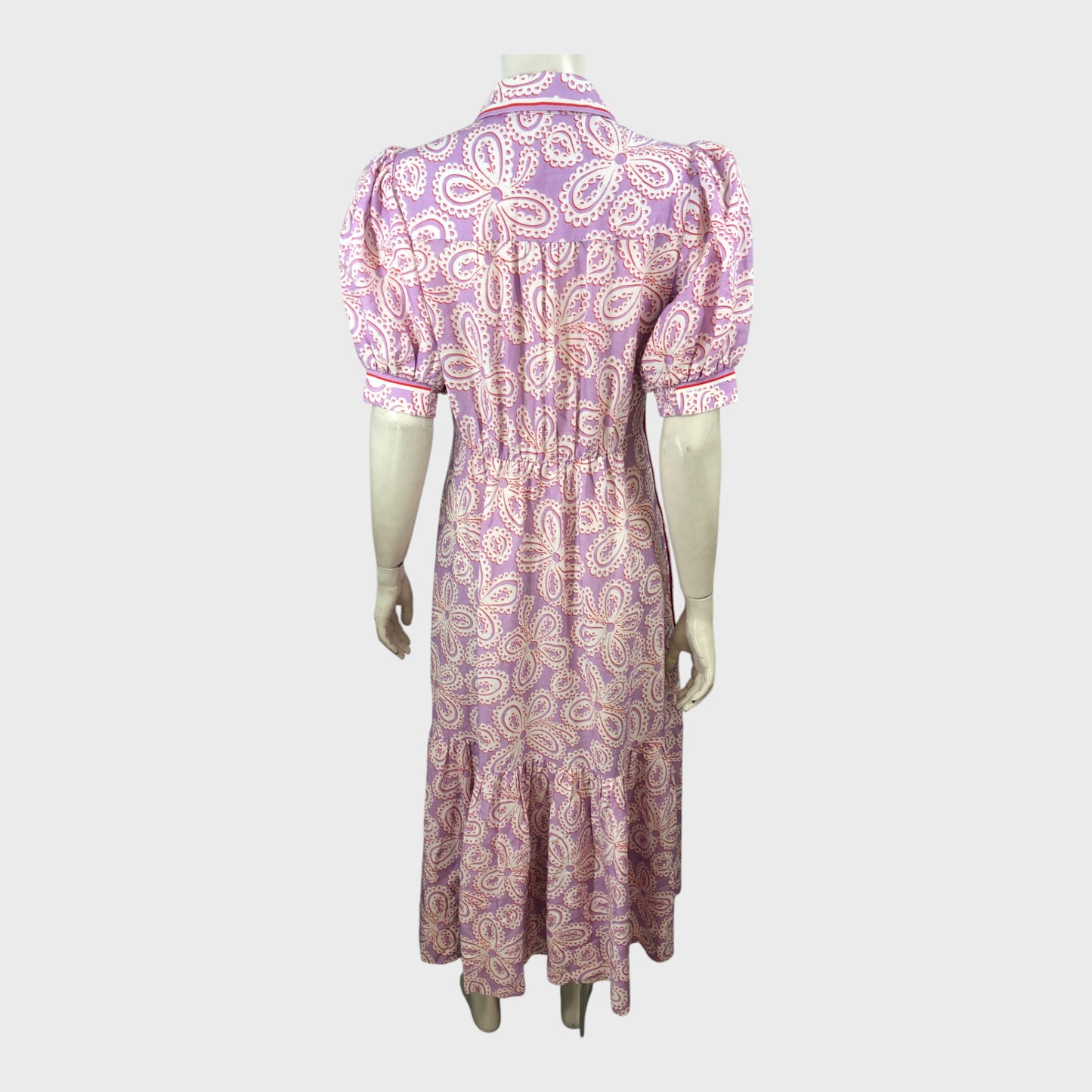 Branded Lilac Linen Midi Shirt Dress - Size 8