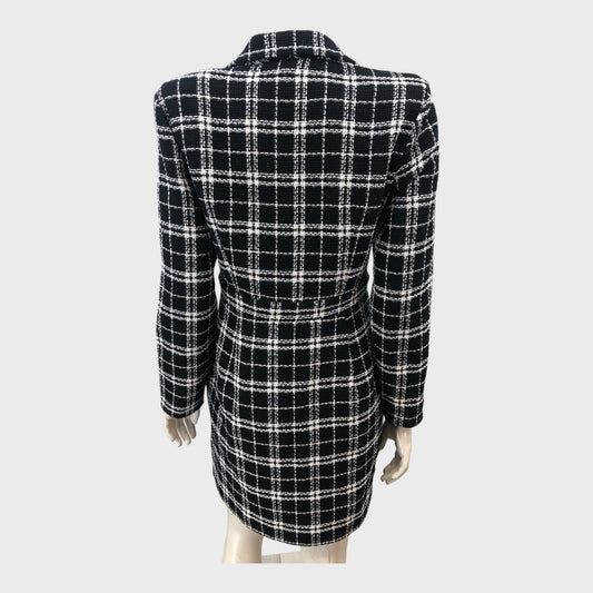 Black Check Boucle Blazer Mini Dress