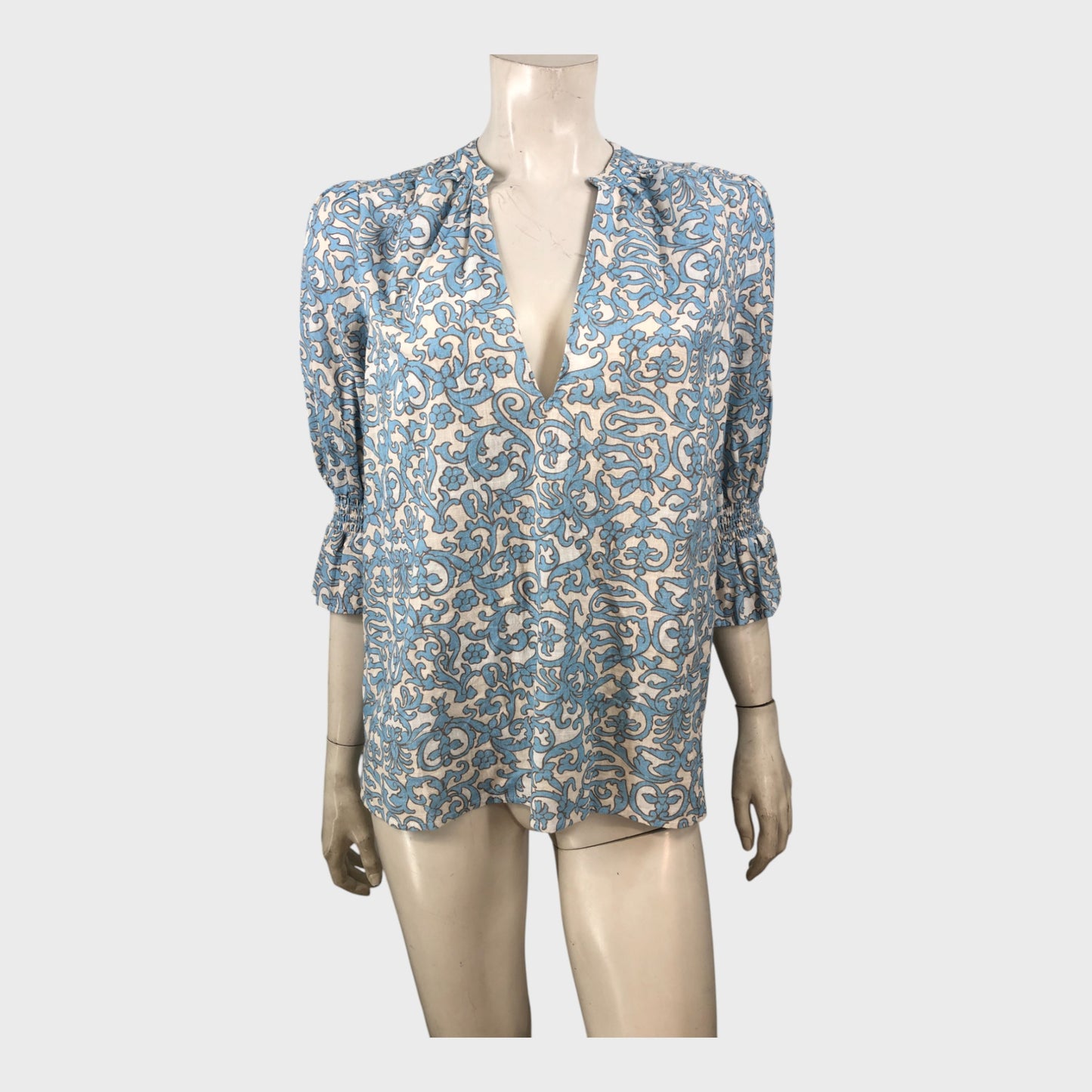 Branded Blue Patterned Blouse - Size 10