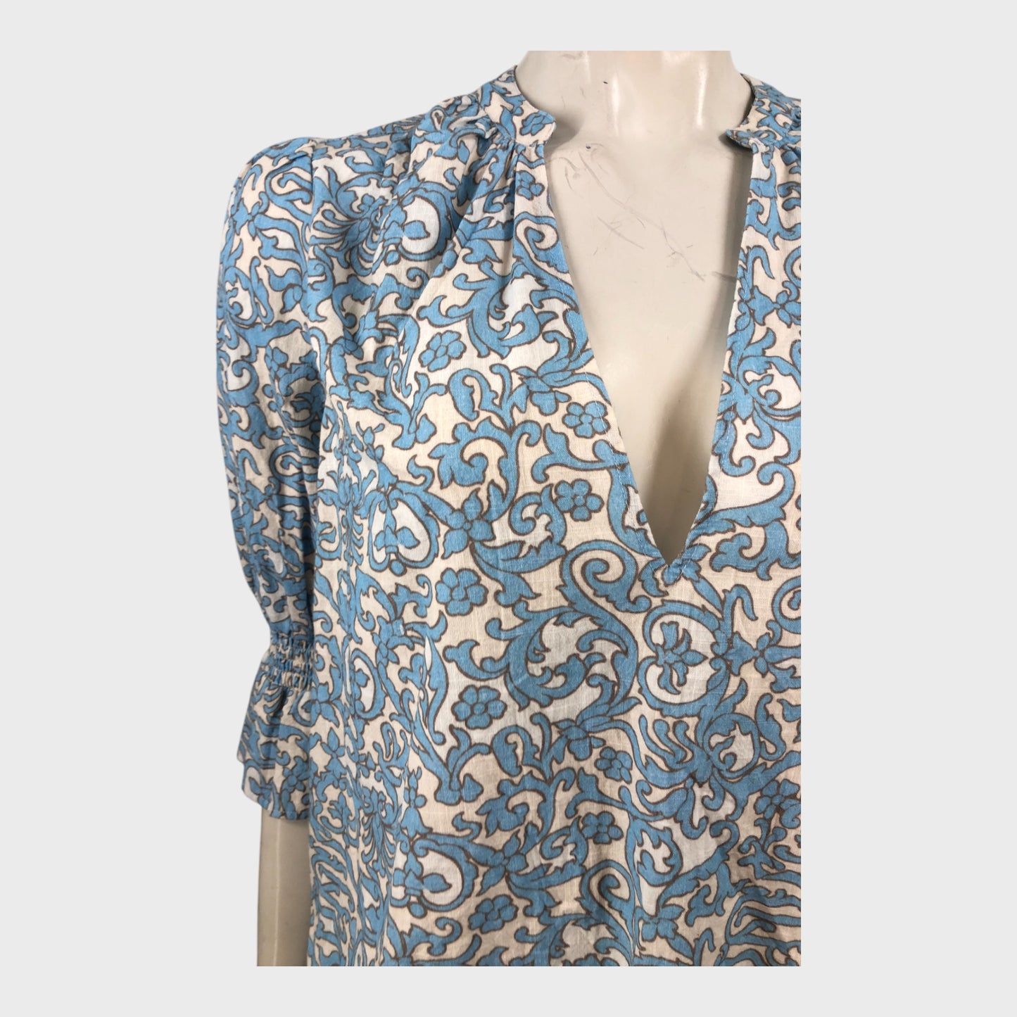 Branded Blue Patterned Blouse - Size 10