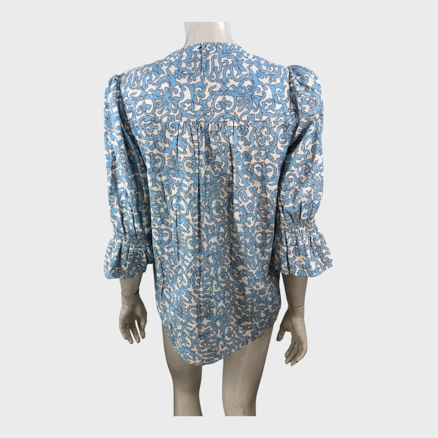 Branded Blue Patterned Blouse - Size 10