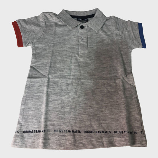 Grey Text Detail Polo Shirt