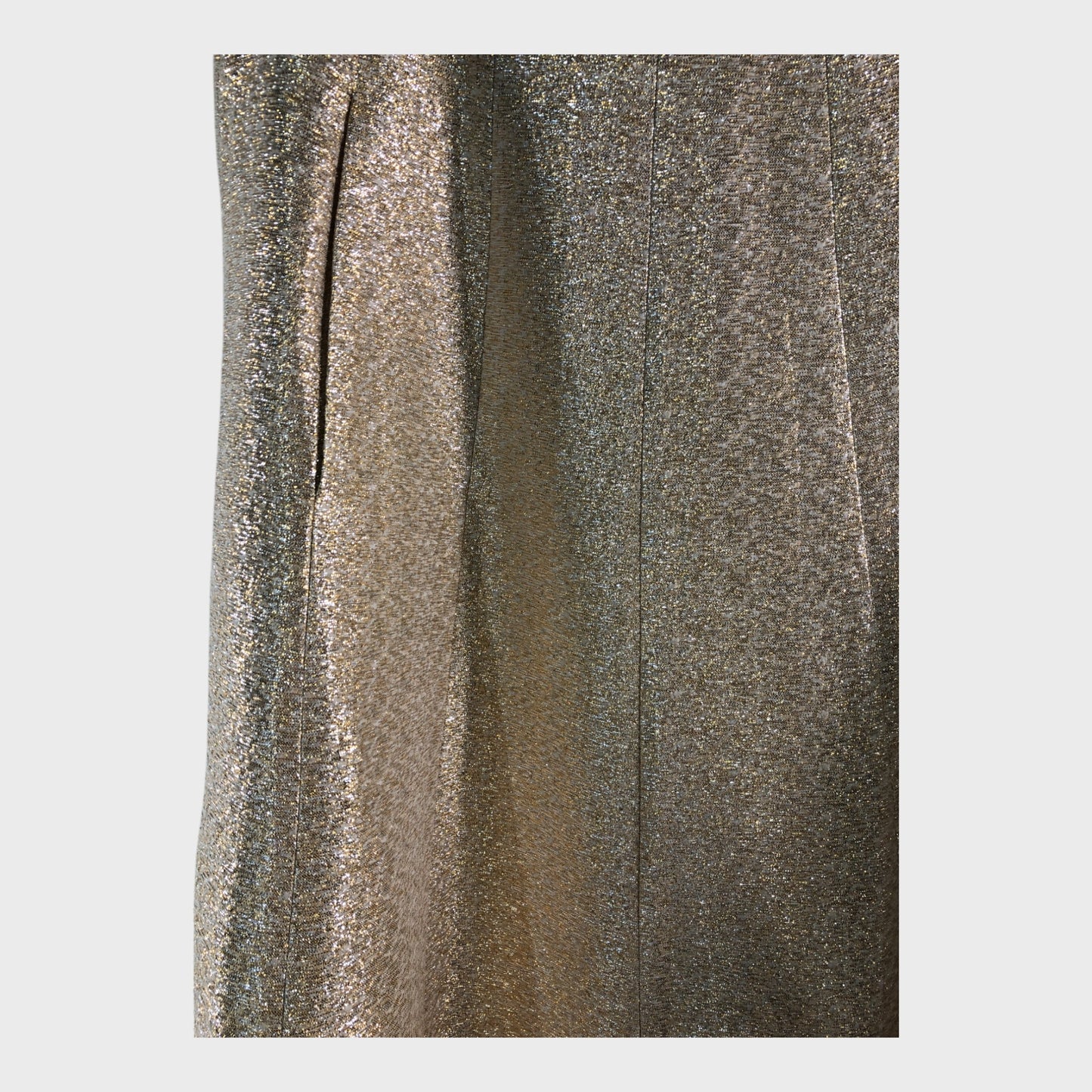 Branded Gold Metallic Midi Skirt - Size 12