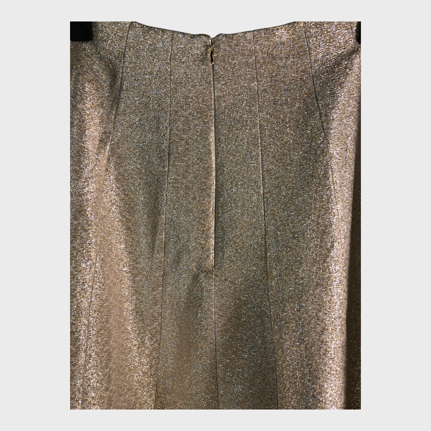 Branded Gold Metallic Midi Skirt - Size 12