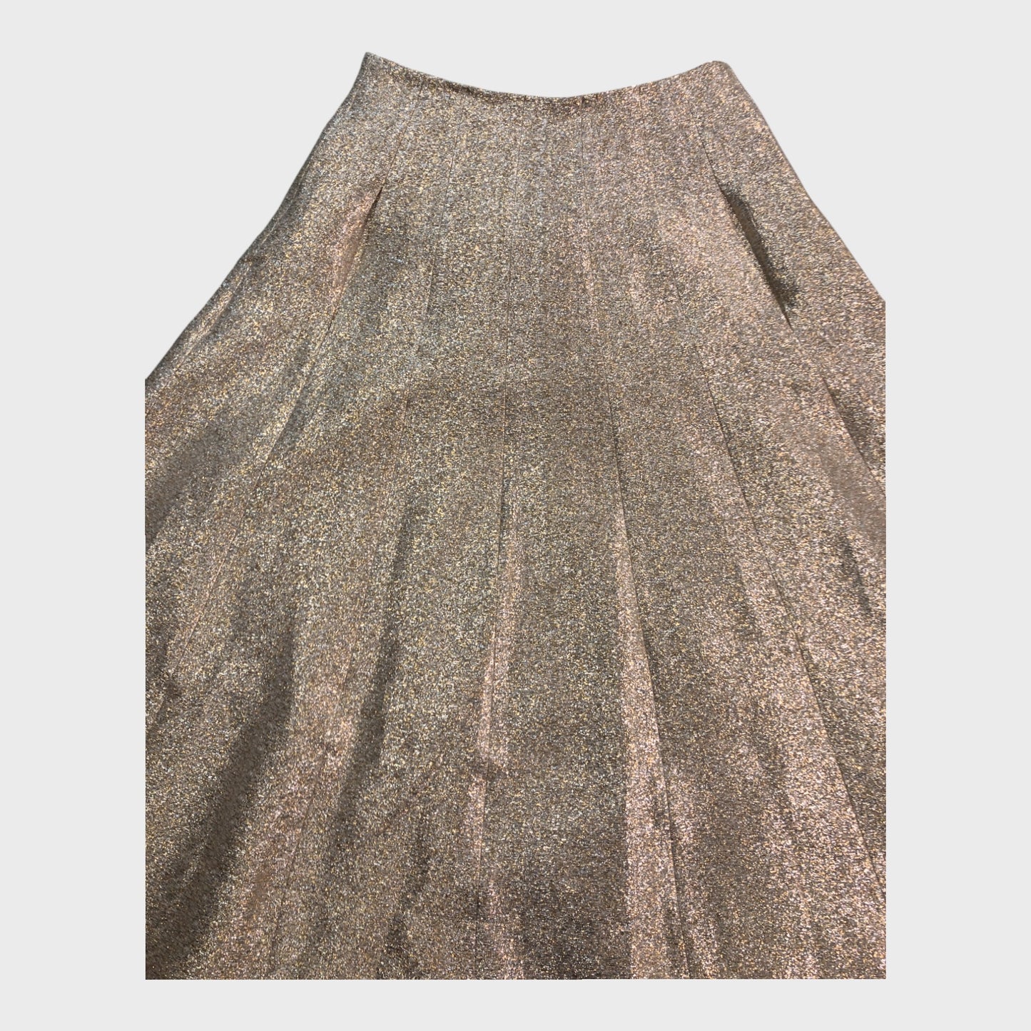 Branded Gold Metallic Midi Skirt - Size 12