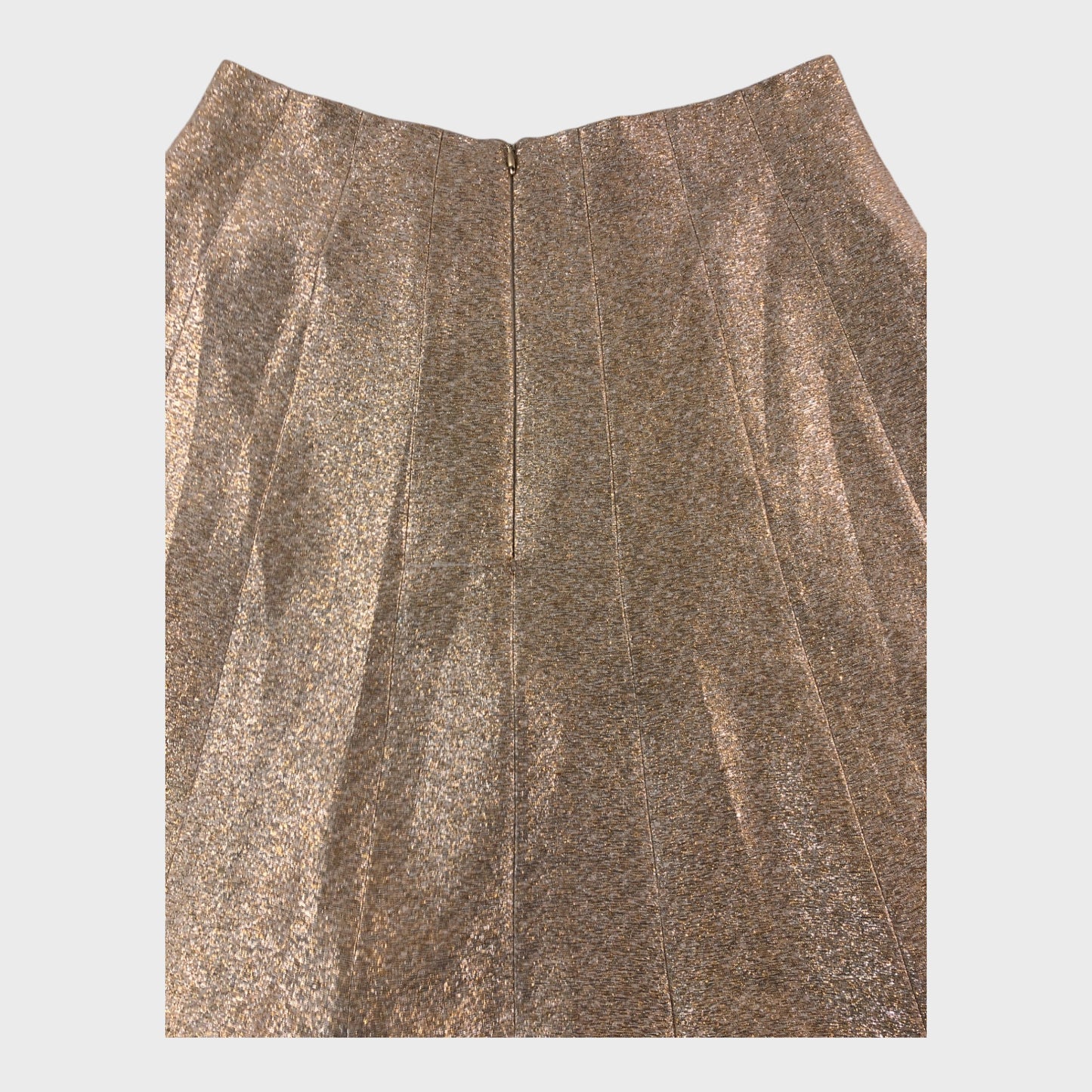 Branded Gold Metallic Midi Skirt - Size 12