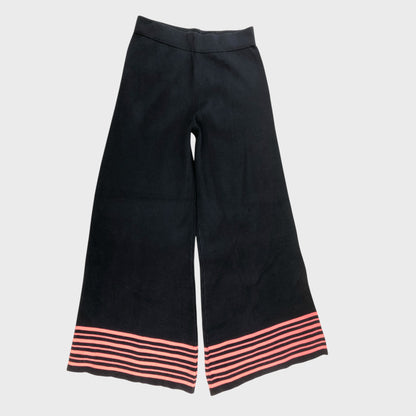 Navy Wide Leg Knitted Trousers
