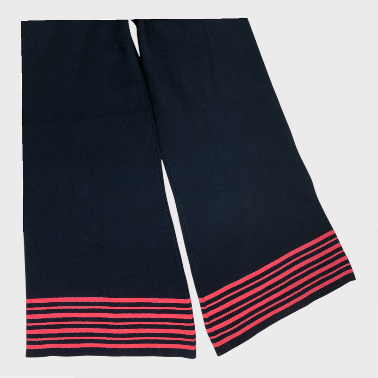 Navy Wide Leg Knitted Trousers
