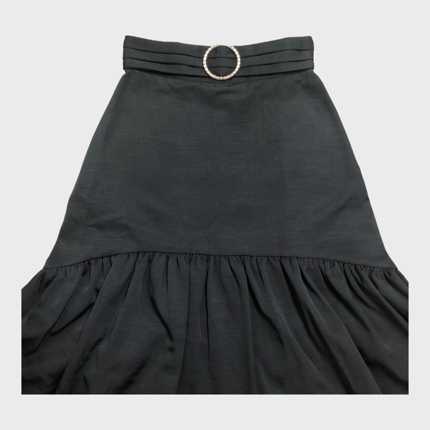 Black Belted Fit and Flare Skirt