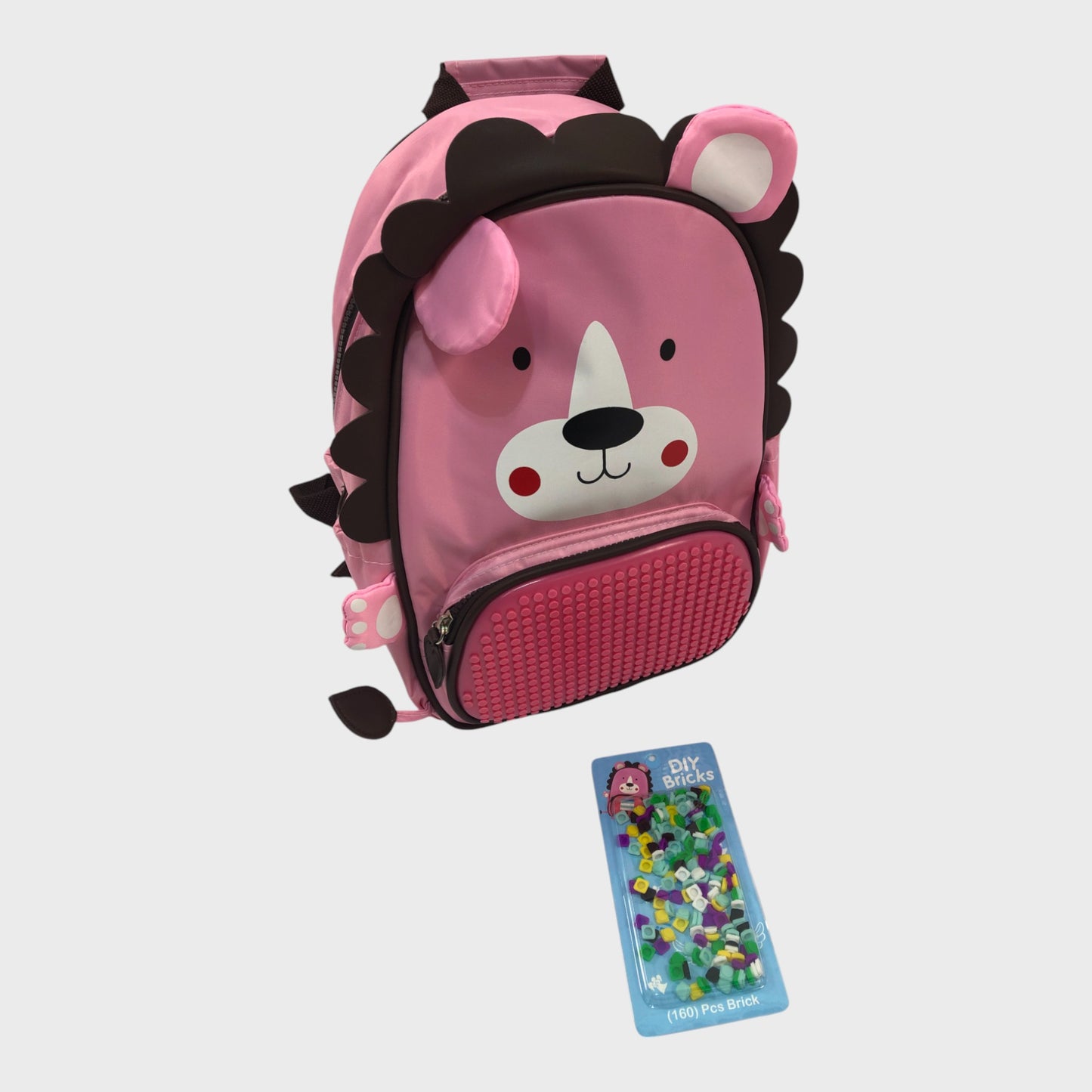 Pink Lion DIY Bricks Backpack