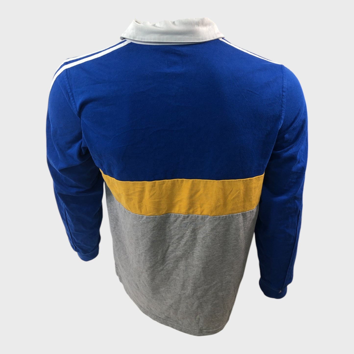 Blue and Yellow Adidas Long Sleeve Polo