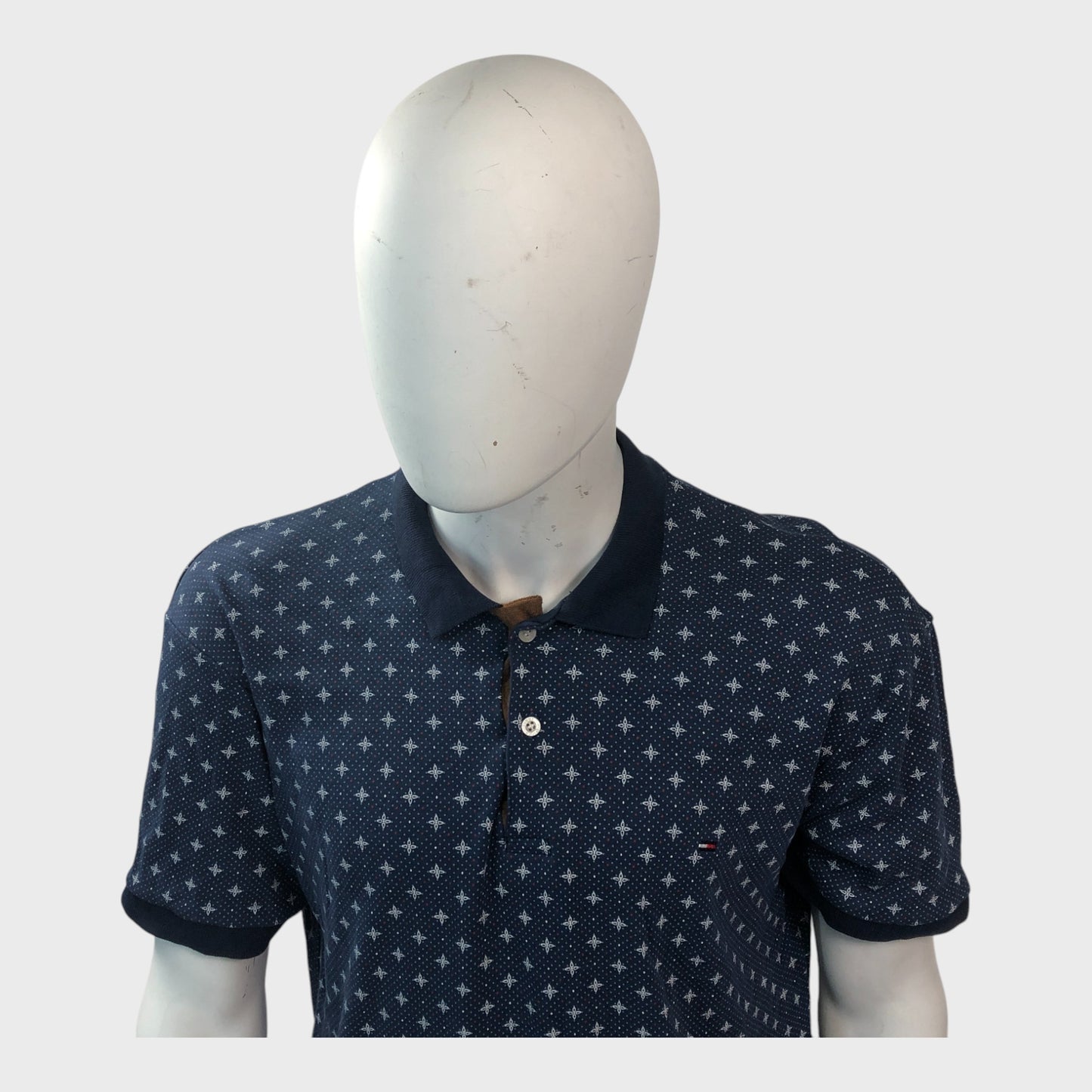 Dark Blue Print Tommy Hilfiger Polo Shirt