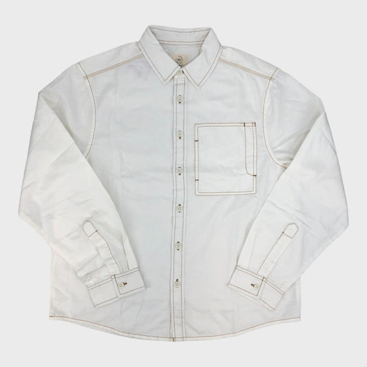 Cream Shirt with Contrast Stitching