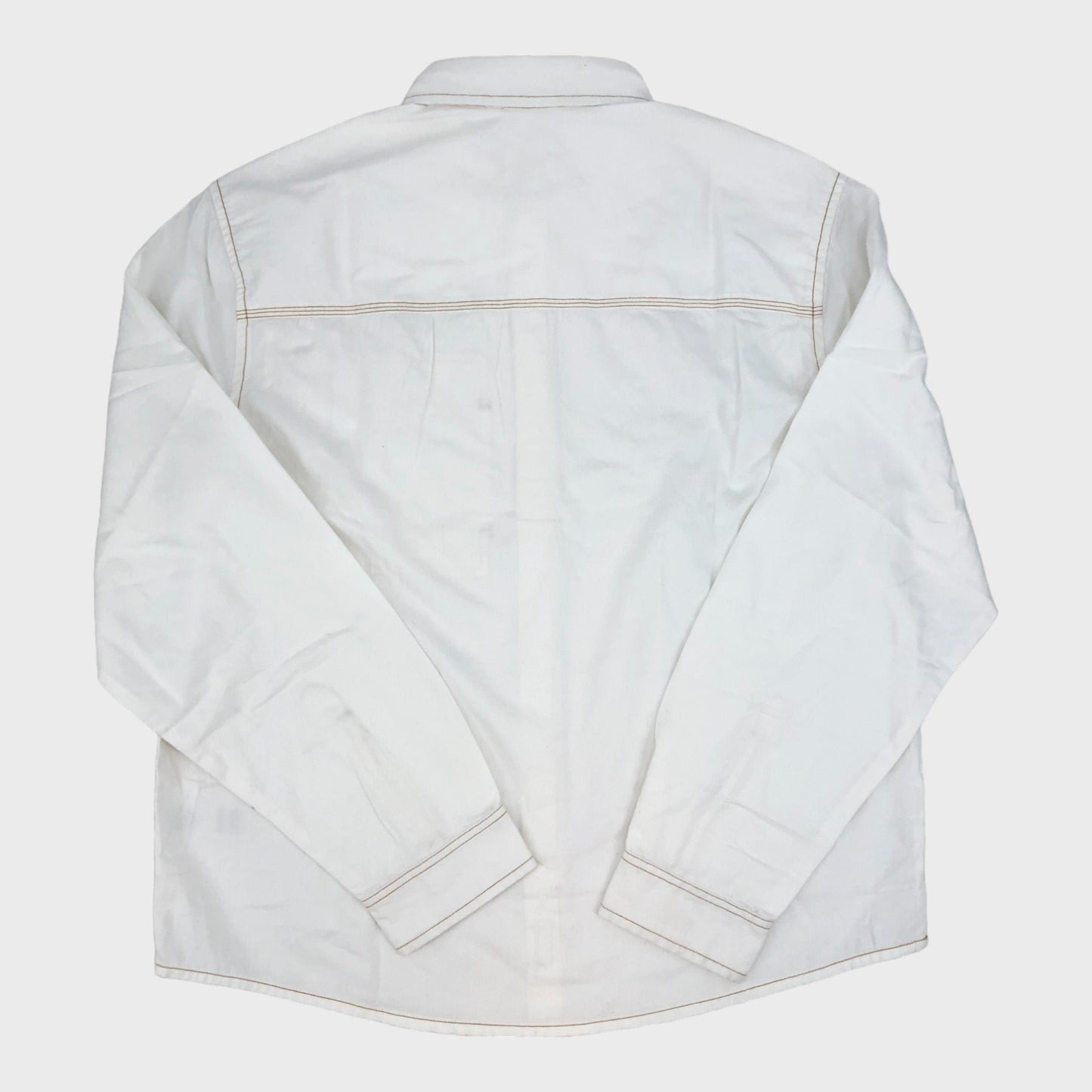 Off White Denim Shirt with Contrast Stitching