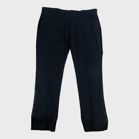 Navy Slim Fit Stripe Trousers