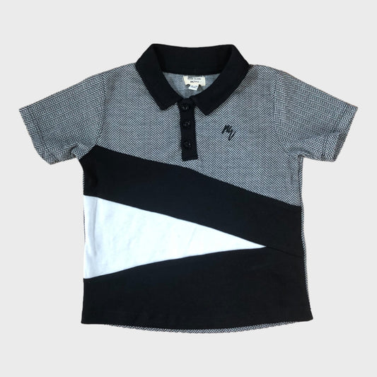 Black and White Geometric Polo Shirt