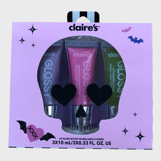 CLAIRE'S Lip Gloss Set 3x10ml Halloween Colours Shimmer Shine