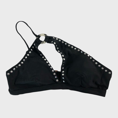 Ring & Stud Black Bikini Top