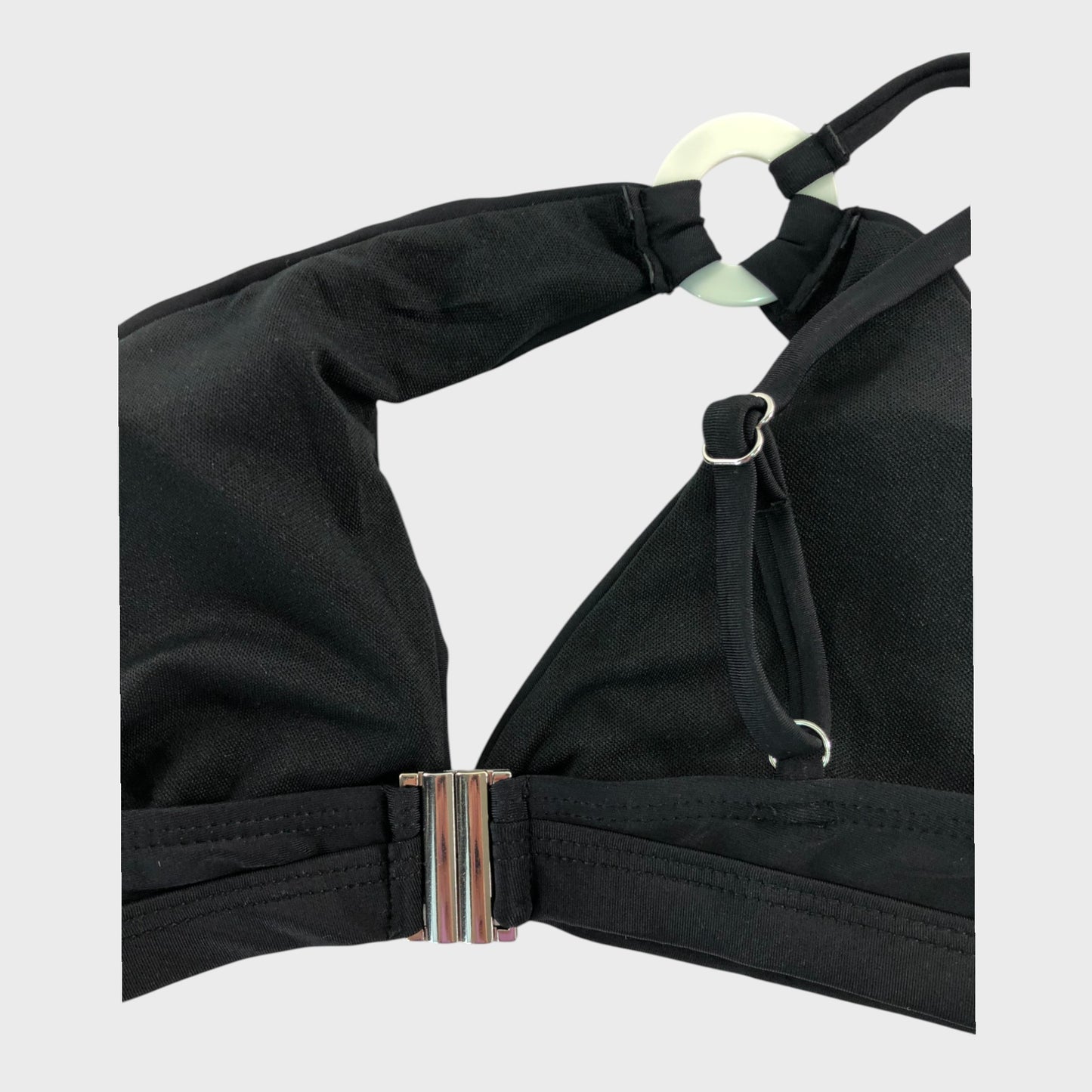 Ring & Stud Black Bikini Top