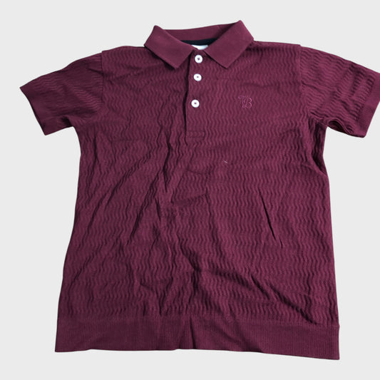 Ted Baker Burgundy Textured Polo Shirt