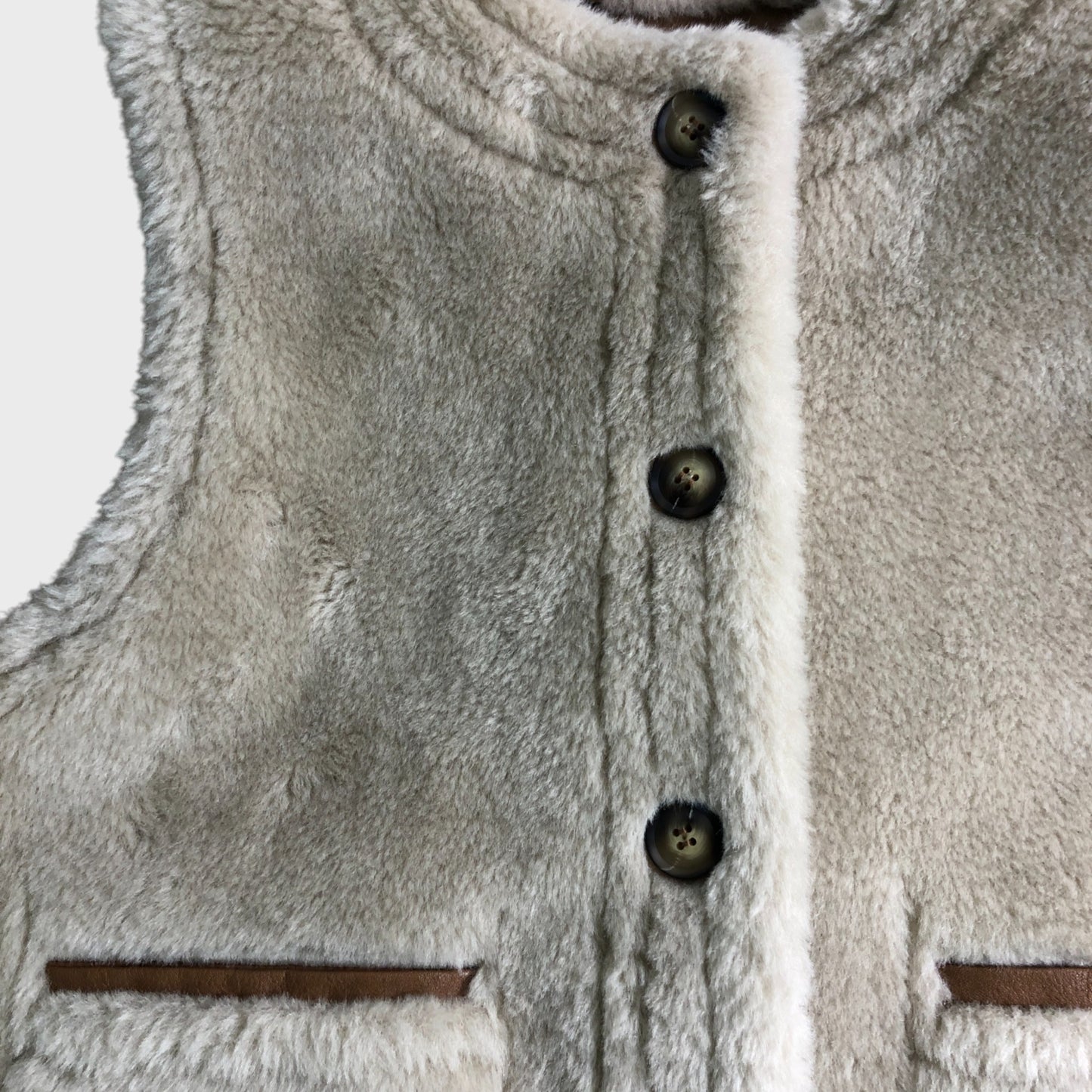 Branded Tan Reversible Faux Fur Gilet - Size 10
