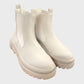 Beige Chelsea Boots Slip On Chunky Sole Faux Leather
