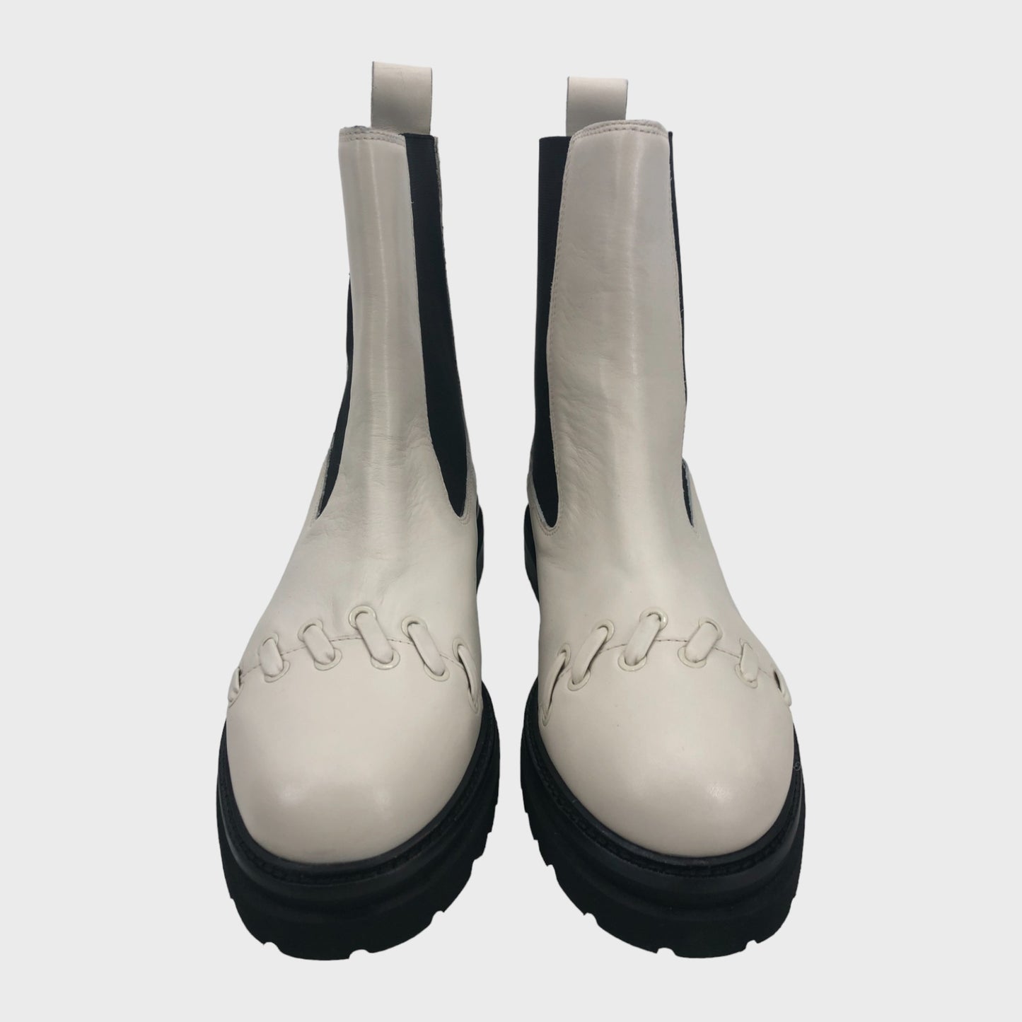 White Branded Chelsea Boots