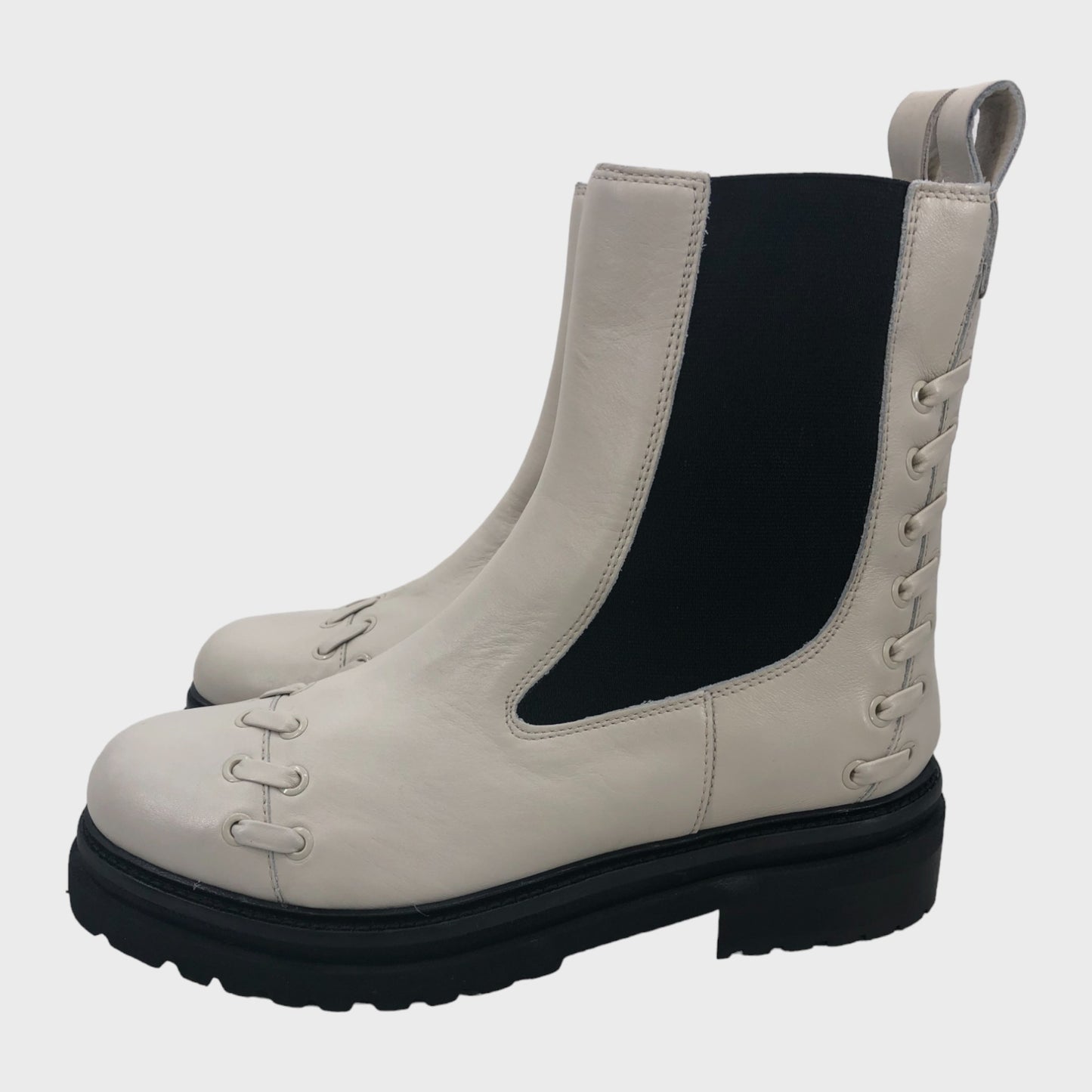 White Branded Chelsea Boots