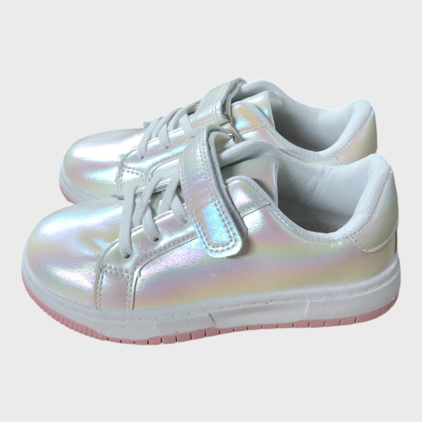 Iridescent White & Pink Trainers