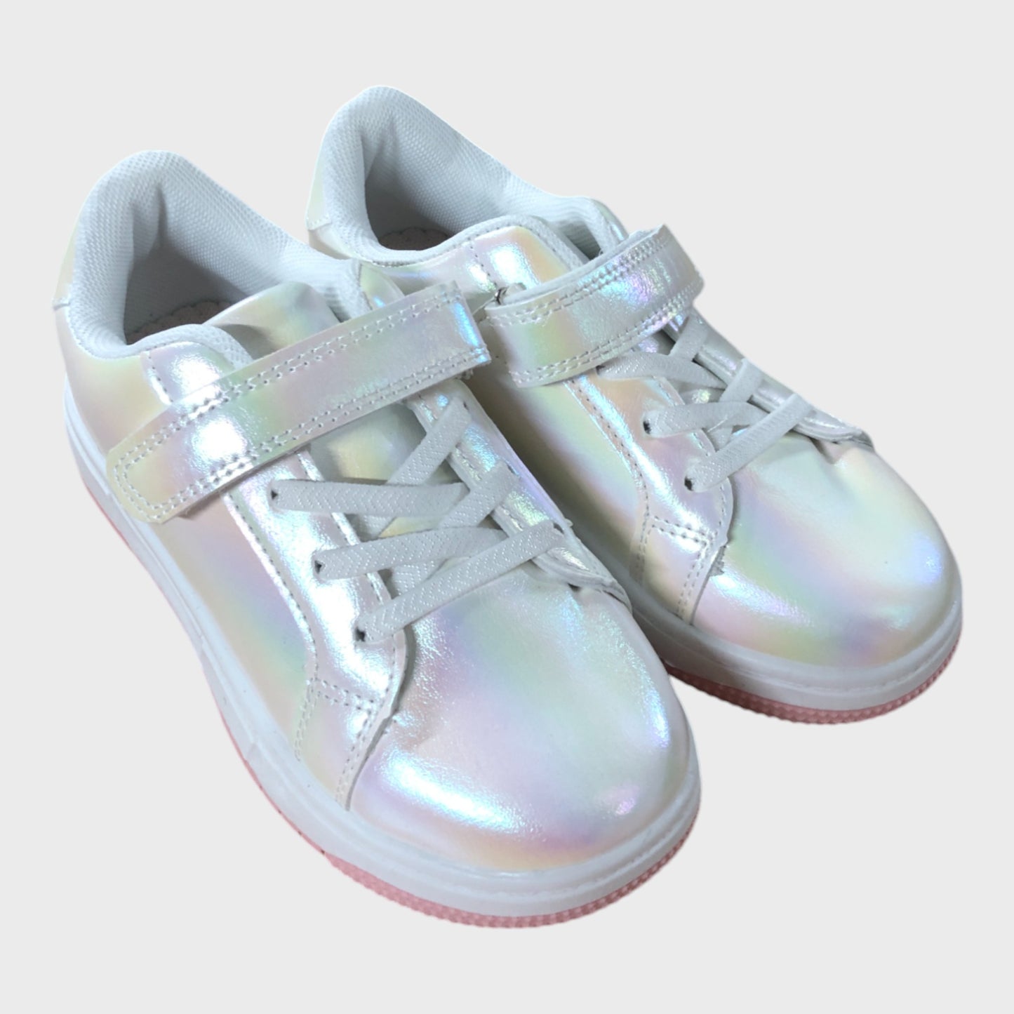 Iridescent White & Pink Trainers