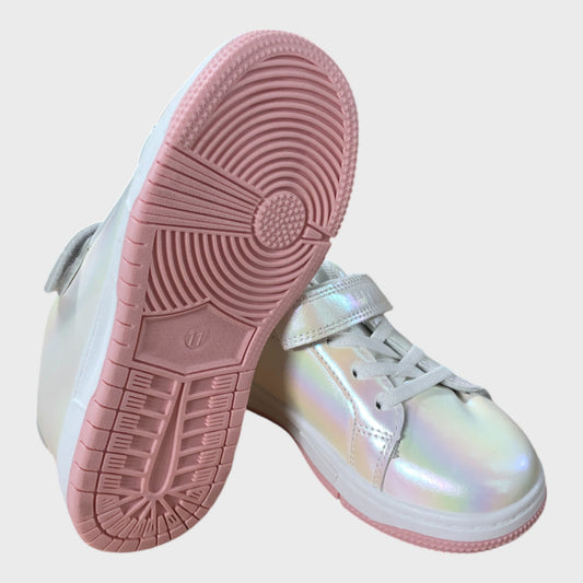 Iridescent White & Pink Trainers