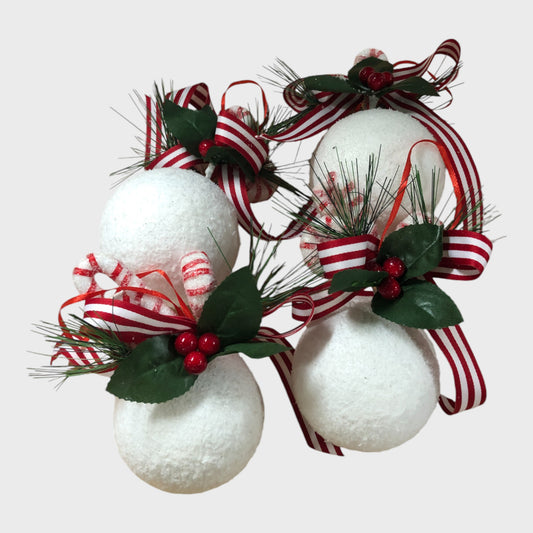 Pack of Four Christmas Snowball Decorations