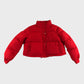 Women's Cropped Red Puffer Jacket Winter Coat