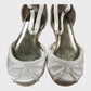 Girl's White Beaded Satin Bow Shoes Wedding Flat Sandals