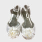 Girl's White Flower Sandals Elegant Satin Ankle Buckle Shoes