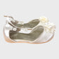 Girl's White Flower Sandals Elegant Satin Ankle Buckle Shoes