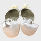 Girl's White Flower Sandals Elegant Satin Ankle Buckle Shoes