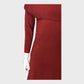 Stylish Red Off Shoulder Maxi Dress Women's Long Sleeve Knitted