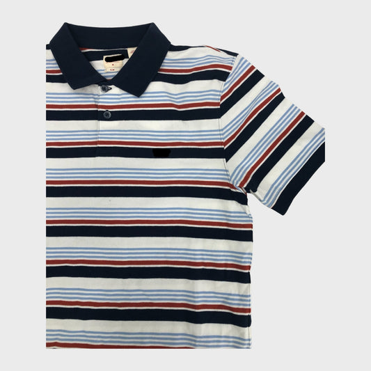 Blue Branded Slim Striped Polo Shirt