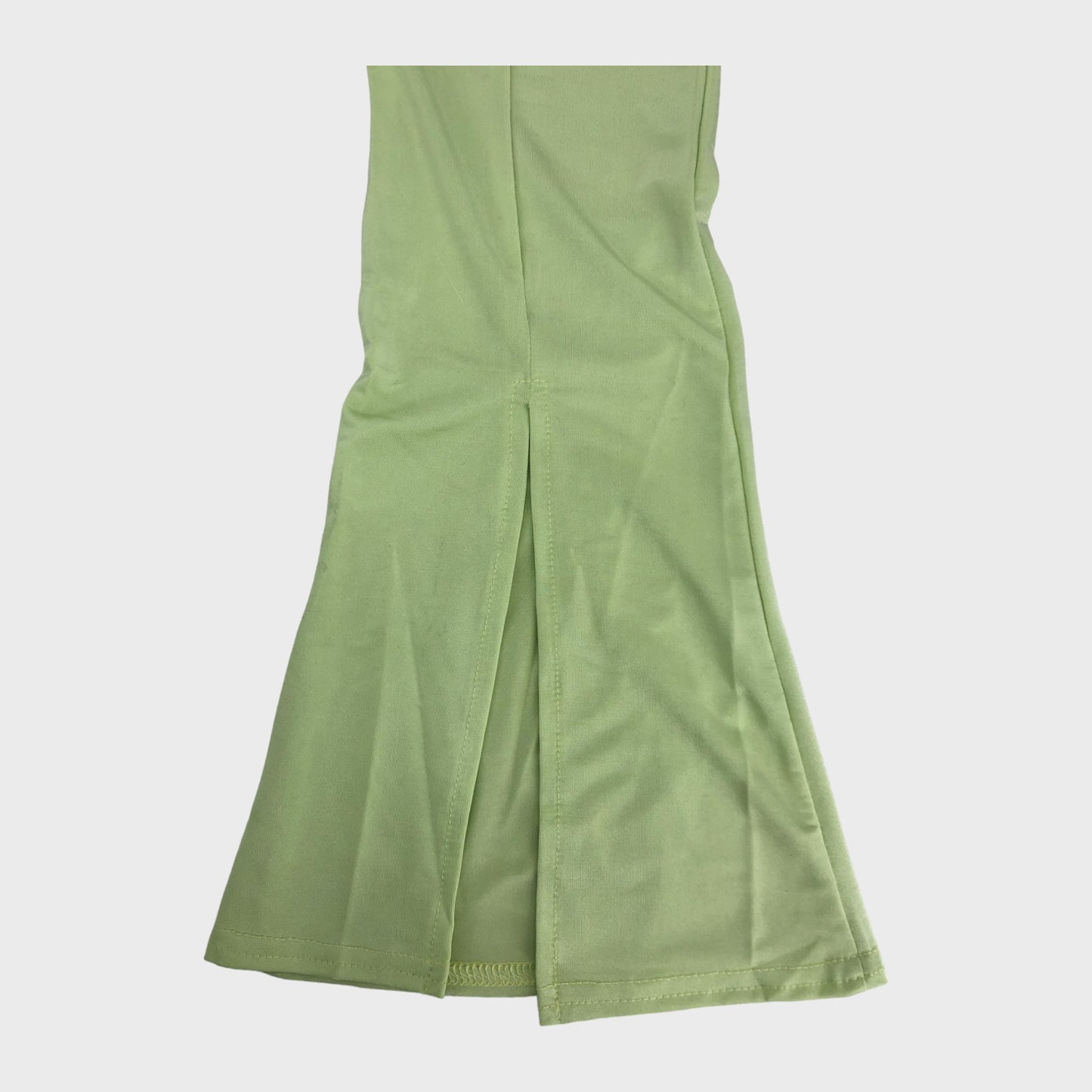 Lime Green Split Hem Flared Trousers