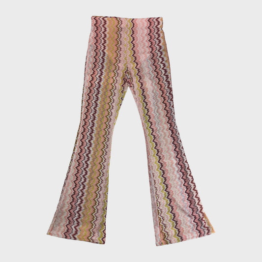 Pink Knitted Flare Trousers