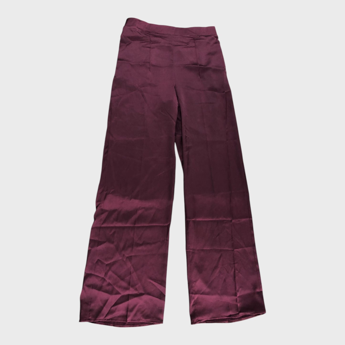 BILLIE Women's Trousers Burgundy Elastic Waist Satin Feel