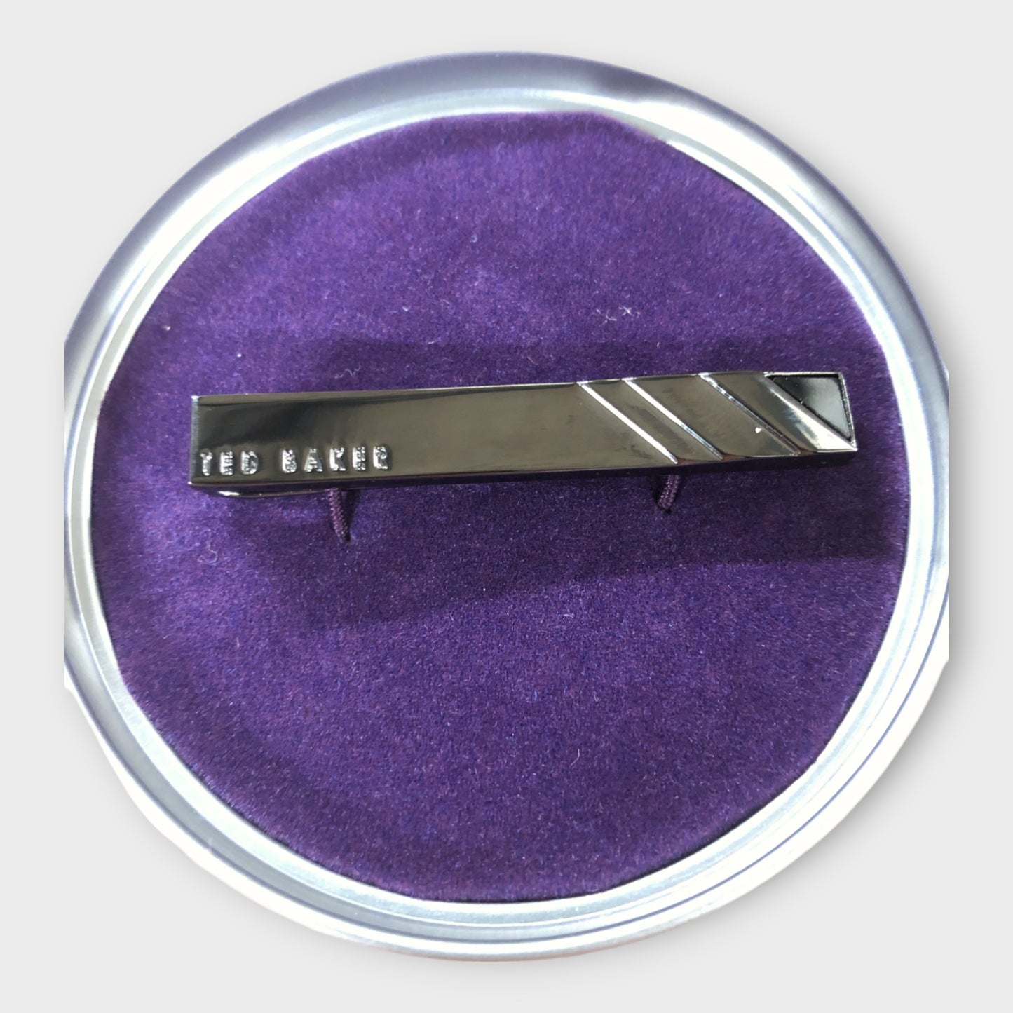 Ted Baker Semi Precious Stripe Tie Bar - Gunmetal