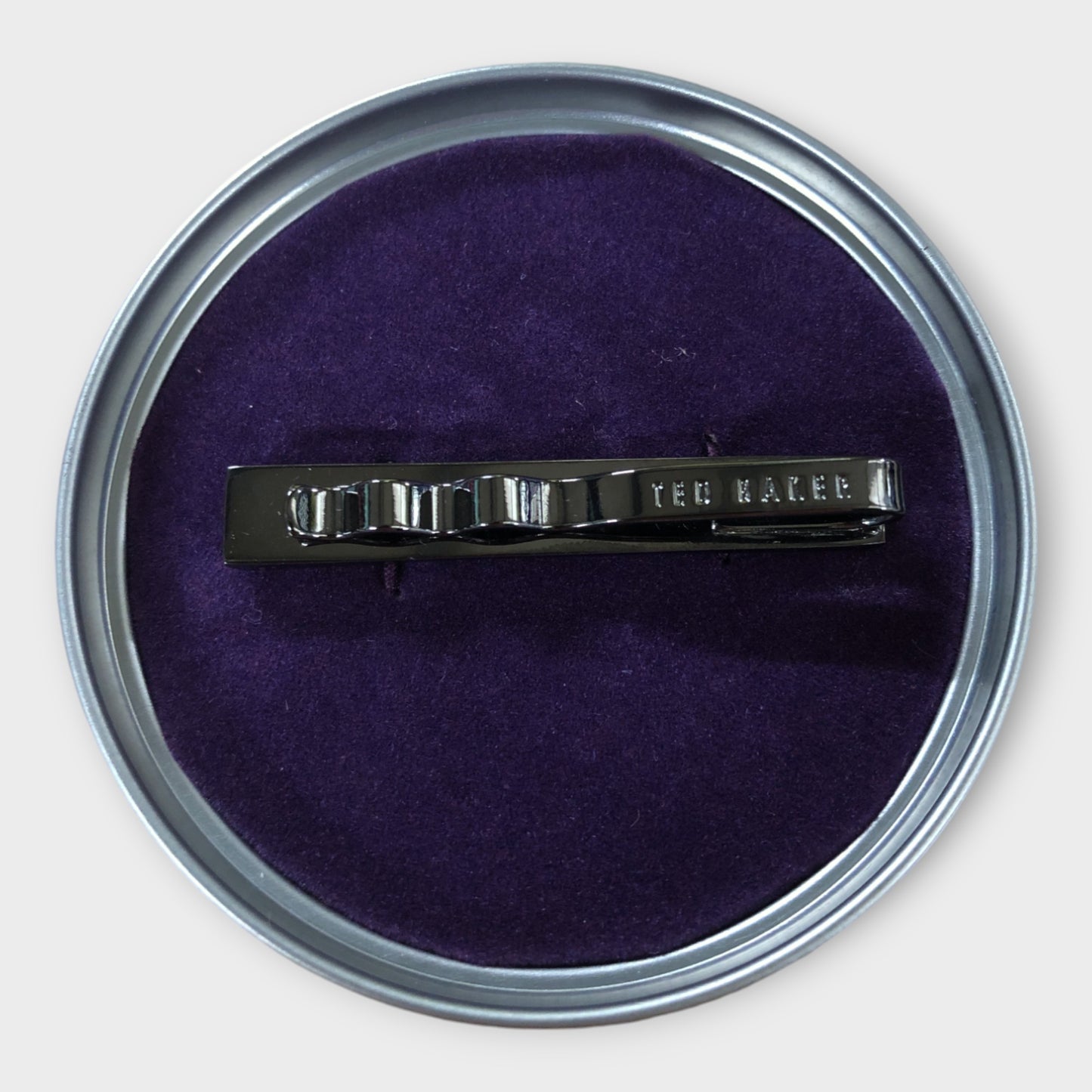 Ted Baker Semi Precious Stripe Tie Bar - Gunmetal