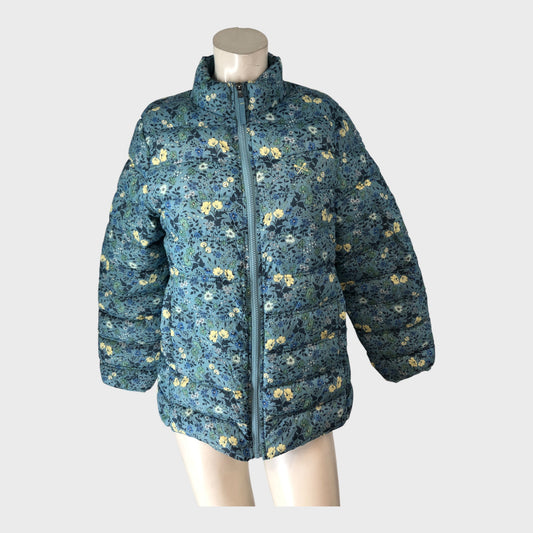 Crew Clothing Company Women's Puffer Jacket Mid-Length Floral Pattern