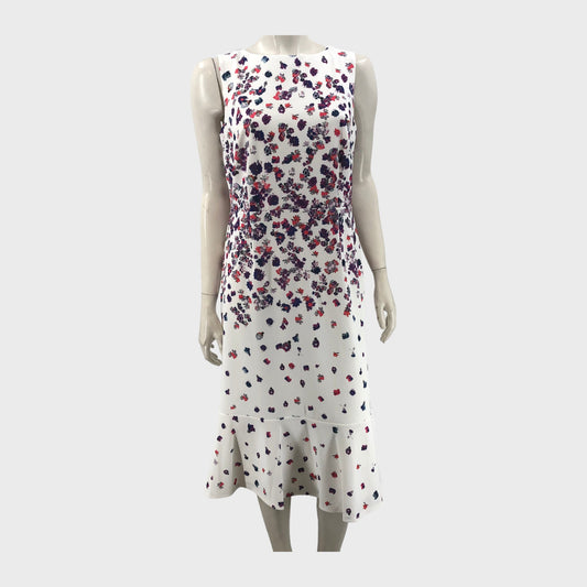 White Ditsy Floral Fitted Dress